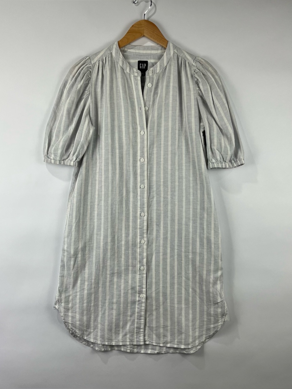 GAP Linen Cotton Blend Shirt Dress Pockets Button Front Lightweight